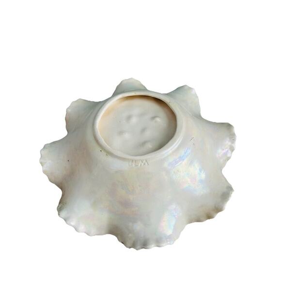 Majolica Ceramic Hand Painted Candy Dish Bowl Grape Design Gold Trim Signed JLM - Picture 11 of 16